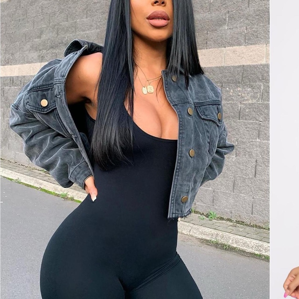 Fashion Nova Charcoal Denim Jacket